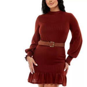 Juniors' Ruffled Pointelle A-Line Dress